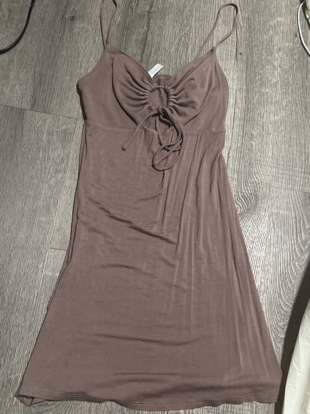 Ruched Tie-Front Mini Dress in Mauve